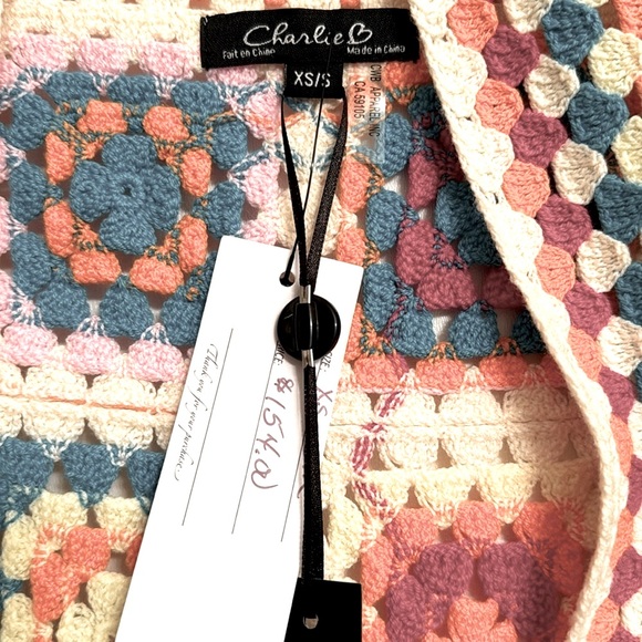 Charlie B Long Color Block Crochet Cardigan Colorful Long Sleeves Size XS/S NEW - Picture 14 of 15